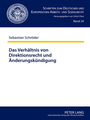 cover image of Das Verhältnis von Direktionsrecht und Änderungskündigung